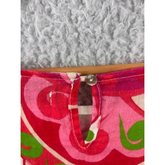 NWT Linen Luv Pink Green Abstract Print 100% Linen Shift Dress Size M - Picture 4 of 9